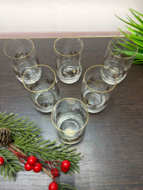 Стаканы Богемия, Чехословакия. Тонкое стекло, золотой орнамент. Этикетка. Цена за 6 шт. Картинка 2